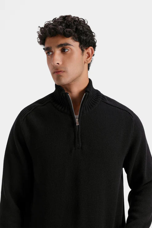 Knitted Quarter Zip-Up Sweater