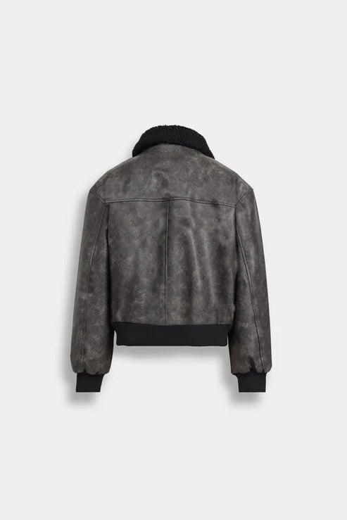 washed-Out Faux Leather Jacket