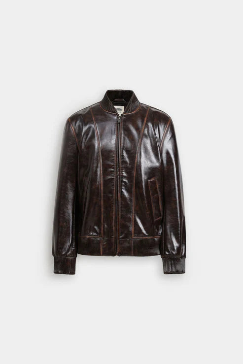 Faux Leather Bomber Jacket