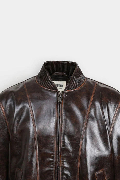 Faux Leather Bomber Jacket